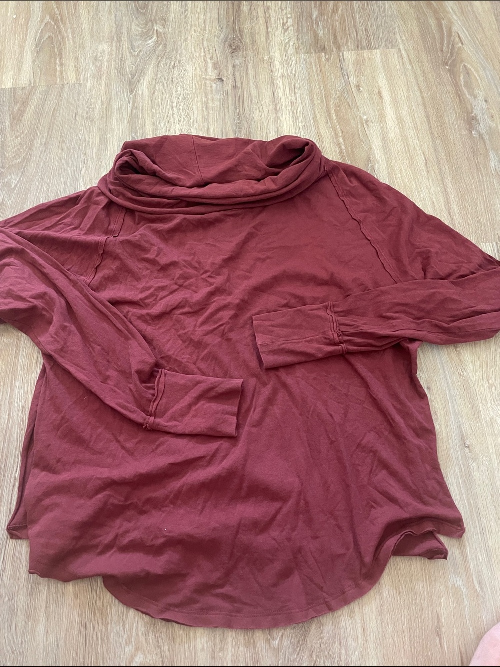 We The Free Burgundy Cowl Neck Long Sleeve Sweater